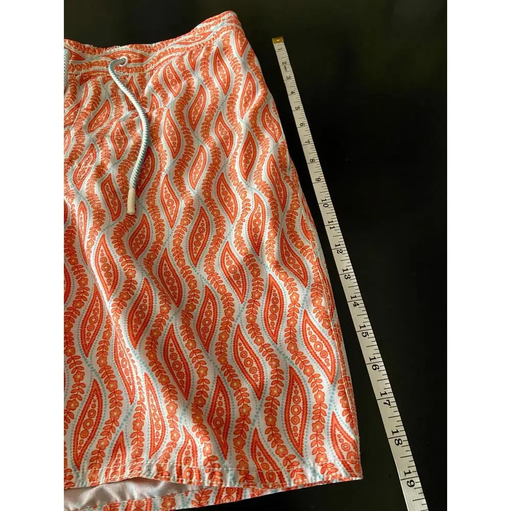 JOHNNIE-O Retro Orange/White Floral Swim Shorts Mens sz S